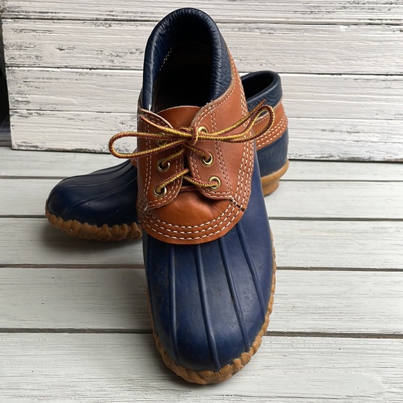 L.L. Bean Maine Hunting Shoe 3 Eye Lace Up Gumshoes Low Duck Boots - Picture 2 of 8